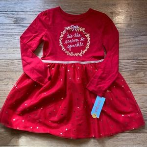 NWT Cat & Jack Girl's Holiday "Tis the Season to Sparkle" Tulle Dress (Size XS)